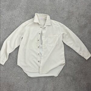 Pink Lily Cream Ribbed Button-Up Shirt